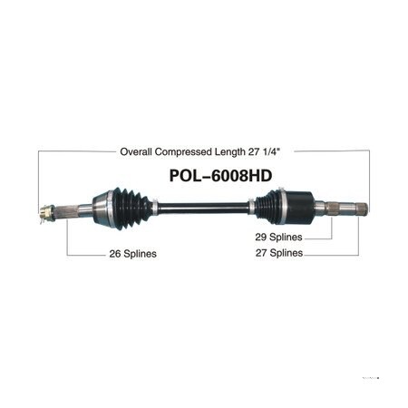 Wide Open Heavy Duty CV Axle for POL HD REAR LEFT RANGER 500/700 POL-6008HD